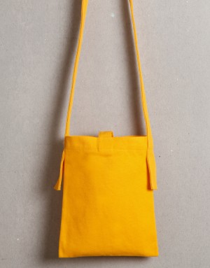 厚帆直式斜背加釦小包-亮黃 厚帆直式斜背加釦小包-亮黃