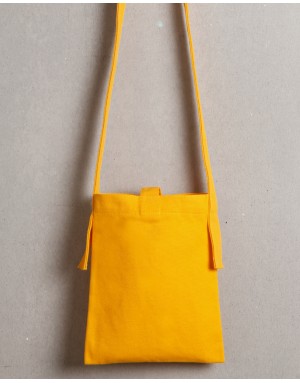 厚帆直式斜背加釦小包-亮黃