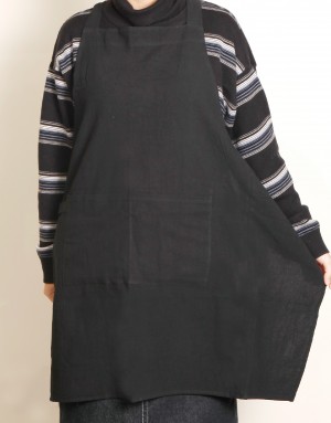 水洗棉布日式簡約+雙口袋毛巾掛帶-黑色 水洗棉布日式簡約+雙口袋毛巾掛帶-黑色