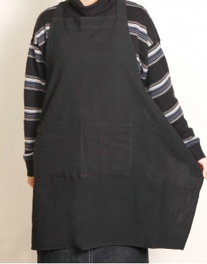 水洗棉布日式簡約+雙口袋毛巾掛帶-黑色 水洗棉布日式簡約+雙口袋毛巾掛帶-黑色