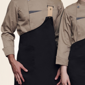長袖圍裙套裝組廚師服 (黑/白/卡其)
