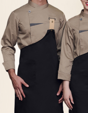 長袖圍裙套裝組廚師服 (黑/白/卡其)