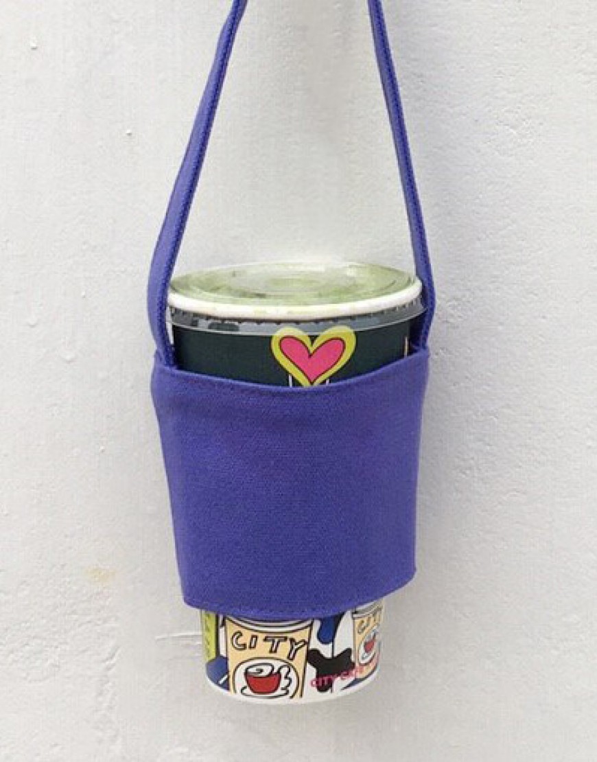 12N雙層帆布飲料提袋 - 紫色