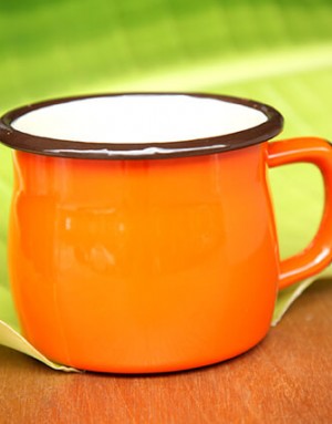 大肚琺瑯杯-橘色