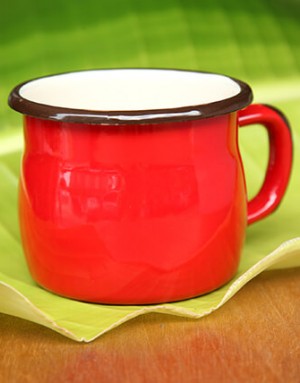 大肚琺瑯杯-紅色