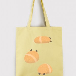 |插畫款|直式厚帆肩背袋-檸檬黃 東倒西歪的倉鼠