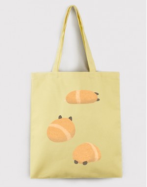 |插畫款|直式厚帆肩背袋-檸檬黃 東倒西歪的倉鼠 |插畫款|直式厚帆肩背袋-檸檬黃 東倒西歪的倉鼠