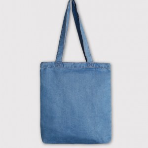 直式淺牛仔加內袋拉鍊單肩包