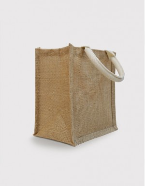 直式粗麻手提袋-織帶包心款-2種尺寸