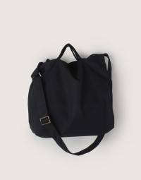 中帆布橫式兩用袋-黑色|背帶可調款|