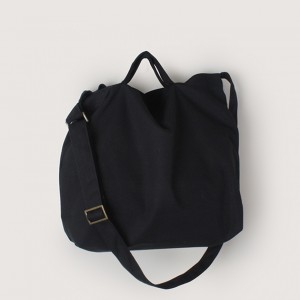 中帆布橫式兩用袋-黑色|背帶可調款| 中帆布橫式兩用袋-黑色|背帶可調款|