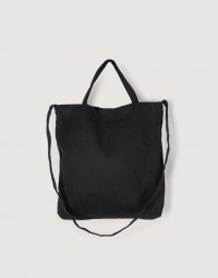 帆布單層有底兩用橫式袋-黑色