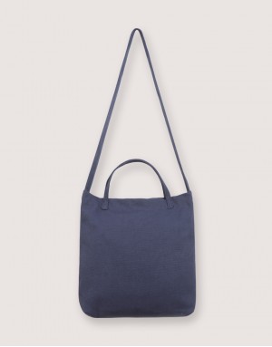 厚帆布單層有底兩用橫式袋-深藍