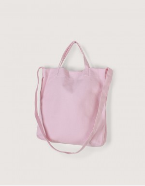 厚帆布單層有底兩用橫式袋-粉色