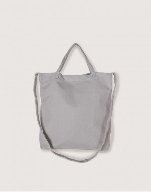 厚帆布單層有底兩用橫式袋-灰色 