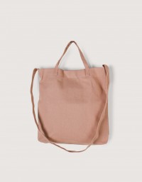 厚帆布單層有底兩用橫式袋-灰橘