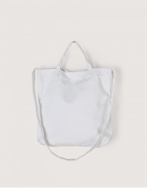 厚帆布單層有底兩用橫式袋-白色