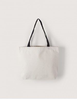 中帆布雙層橫式袋|黑提把|