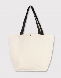 厚帆布寬底橫式袋|黑提把銅釦| 