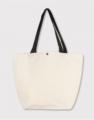 厚帆布寬底橫式袋|黑提把銅釦| 