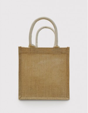 橫式粗麻手提袋-織帶包心款-4種尺寸