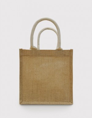 橫式粗麻手提袋-織帶包心款-4種尺寸