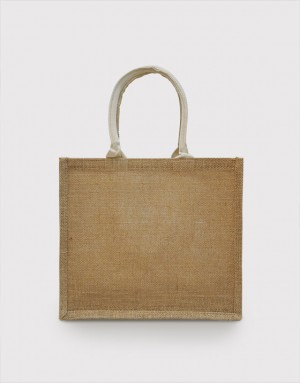 橫式粗麻手提袋-織帶包心款-4種尺寸