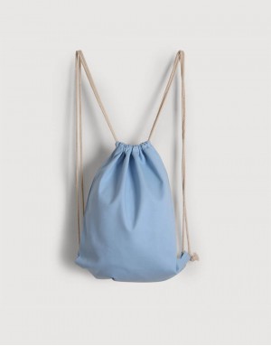 |預購|八色帆布束口後背包-淺藍色 |預購|八色帆布束口後背包-淺藍色