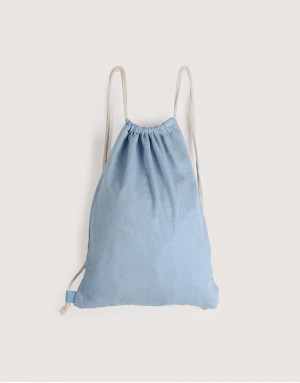牛仔布束口後背包-淺藍 牛仔布束口後背包-淺藍