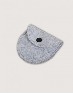 |缺貨|半圓形羊毛氈零錢袋-淺灰色 |缺貨|半圓形羊毛氈零錢袋-淺灰色