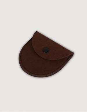 |缺貨|半圓形羊毛氈零錢袋-咖啡色 |缺貨|半圓形羊毛氈零錢袋-咖啡色