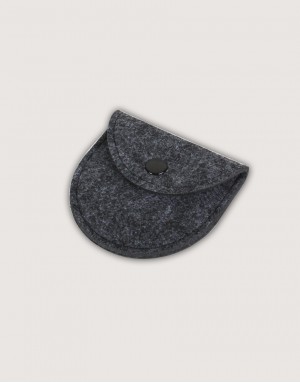 |缺貨|半圓形羊毛氈零錢袋-鐵灰色