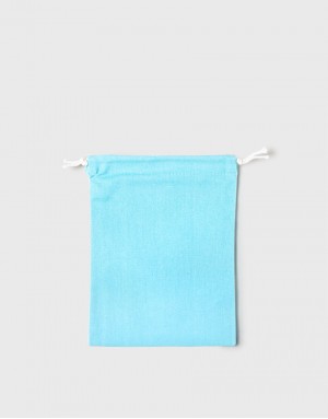 多色帆布束口收納袋-中號-淺藍綠色