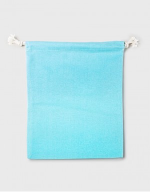 多色帆布束口收納袋-大號-淺藍綠色 多色帆布束口收納袋-大號-淺藍綠色