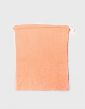 多色帆布束口收納袋-橘色