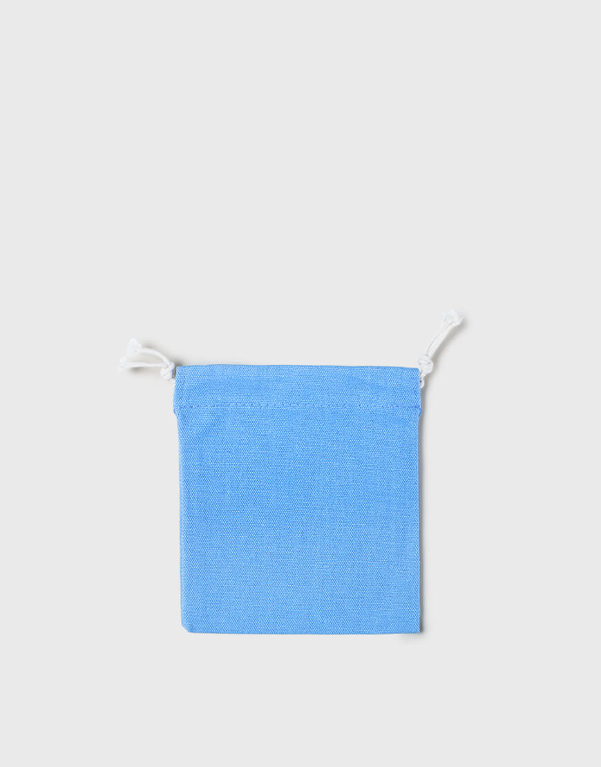 多色帆布束口收納袋 - 小號 - 淺藍色