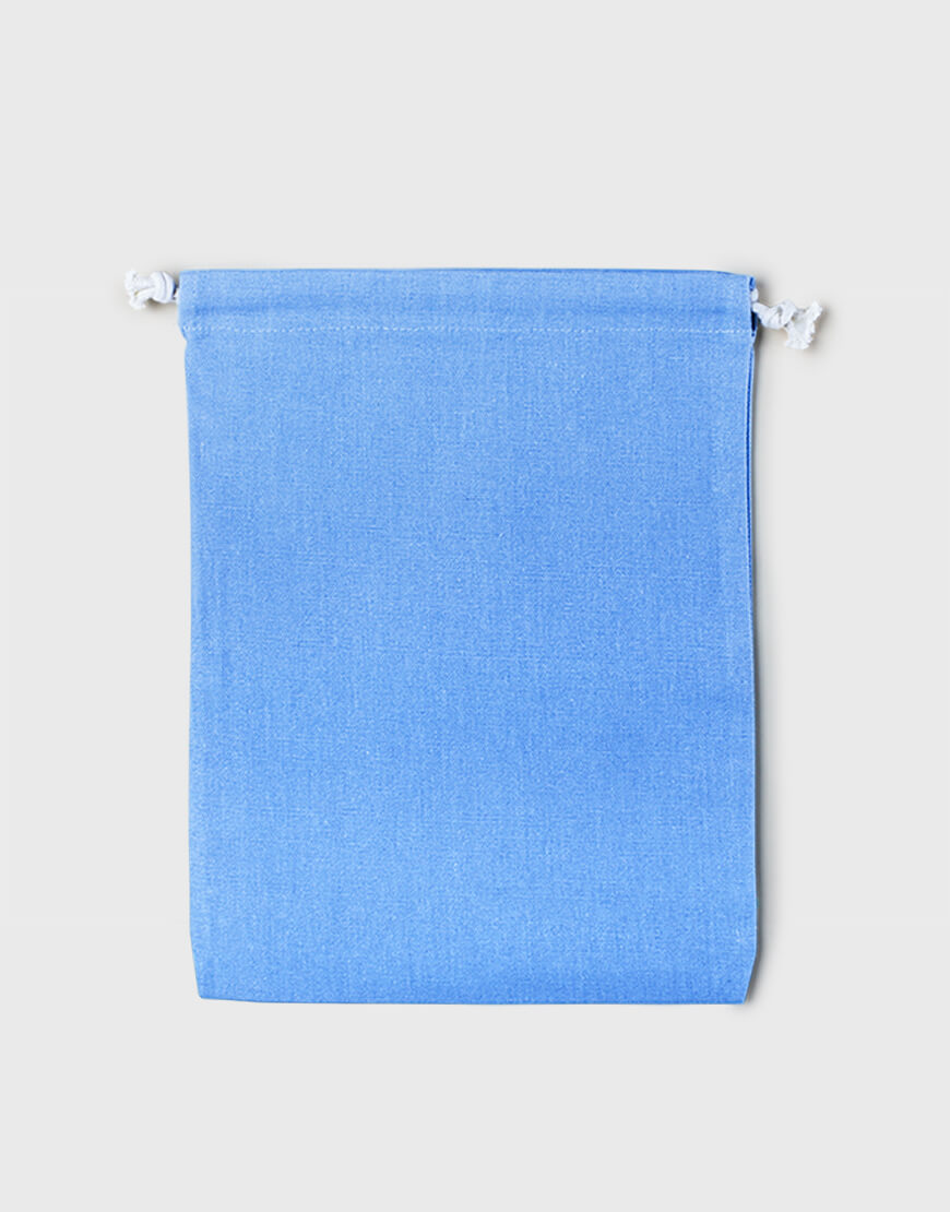 多色帆布束口收納袋-淺藍色