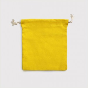 多色帆布束口收納袋-小號-黃色