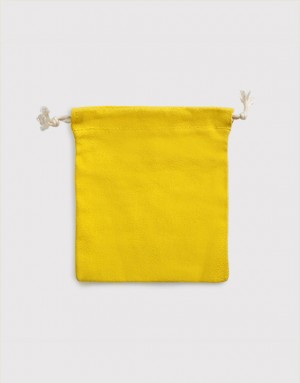 多色帆布束口收納袋-小號-黃色