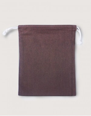 棉麻束口收納袋-大-咖啡色 棉麻束口收納袋-大-咖啡色