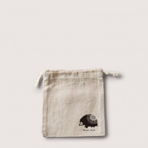 |插畫款|棉麻布束口收納袋|刺蝟束口袋|