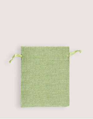 |預購|仿亞麻中號束口袋-綠色