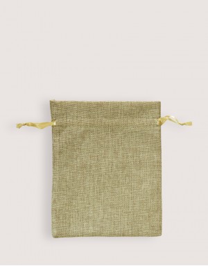 |預購| 仿亞麻中號束口袋-淺咖啡色