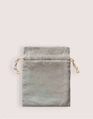 |缺貨|仿麂皮雙層絨布荷葉邊束口袋-灰色 |缺貨|仿麂皮雙層絨布荷葉邊束口袋-灰色