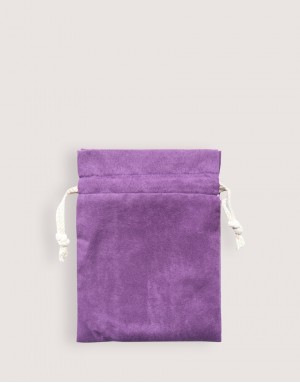 |缺貨|仿麂皮雙層絨布荷葉邊束口袋-紫色 |缺貨|仿麂皮雙層絨布荷葉邊束口袋-紫色