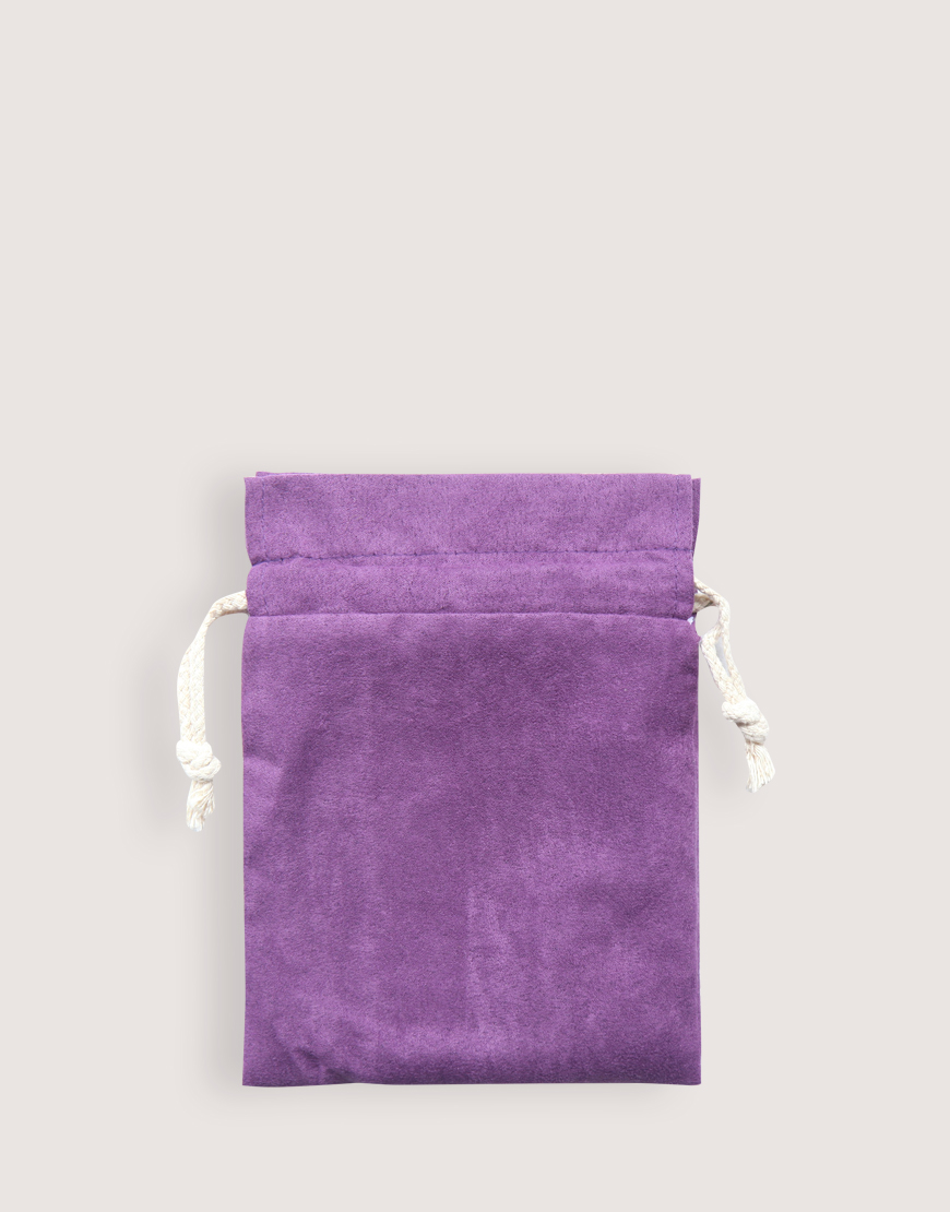|缺貨|仿麂皮雙層絨布荷葉邊束口袋-紫色