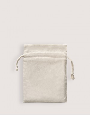 |缺貨|仿麂皮雙層絨布荷葉邊束口袋-米白色 |缺貨|仿麂皮雙層絨布荷葉邊束口袋-米白色