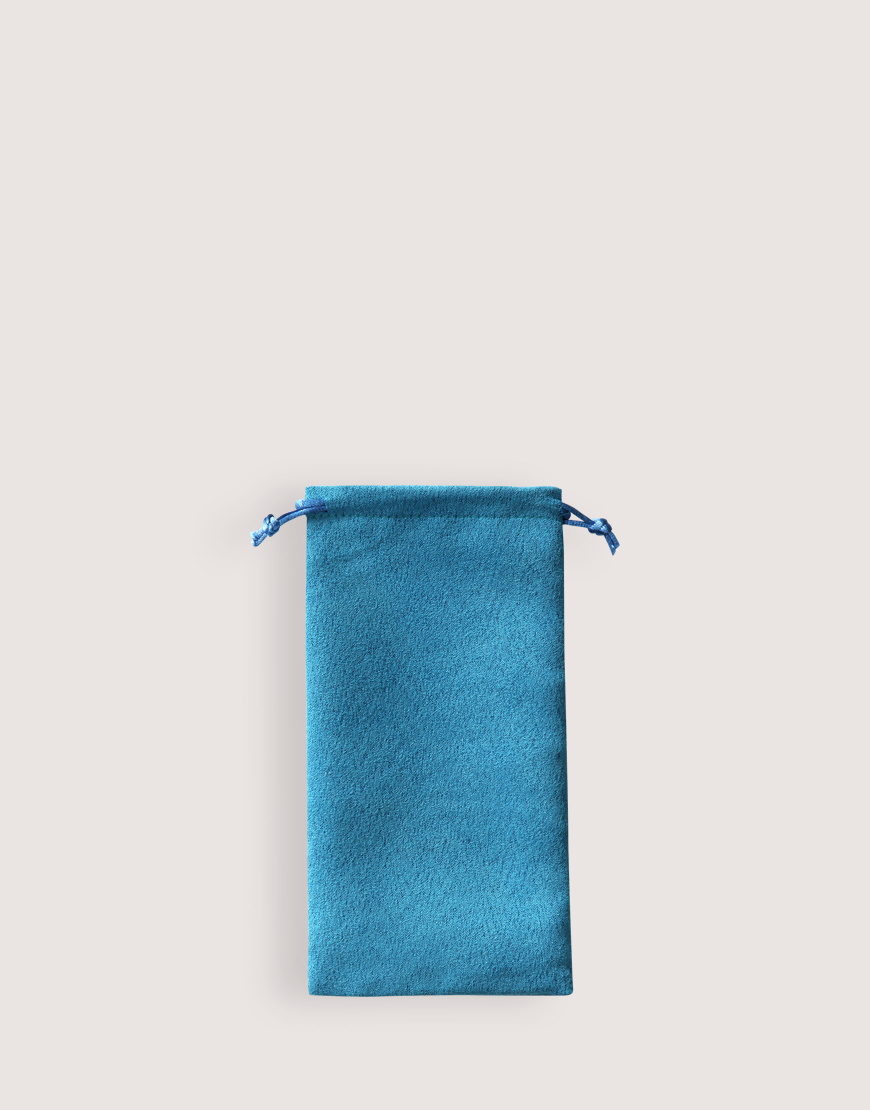 仿麂皮絨布束口袋-天藍色