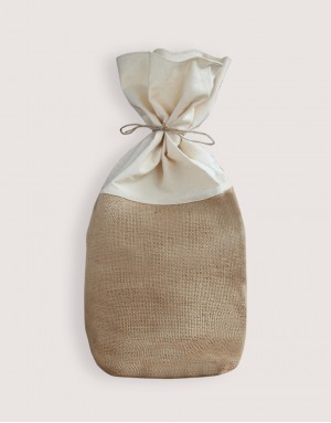 圓底棉布黃麻束口袋-L