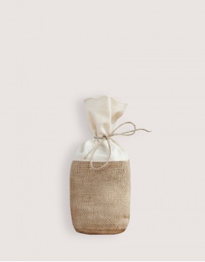 |預購| 圓底棉布黃麻束口袋-S |預購| 圓底棉布黃麻束口袋-S